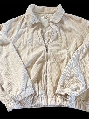 PacSun Cream Corduroy Zip Jacket